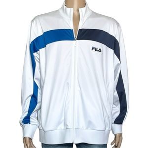 fila sport jacket mens large White with blue stripes